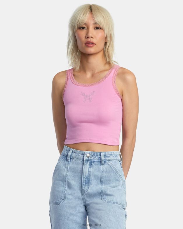 衣類 TP8J1361 シクラメン RVCA 女性 グリッターレースタンクトップ