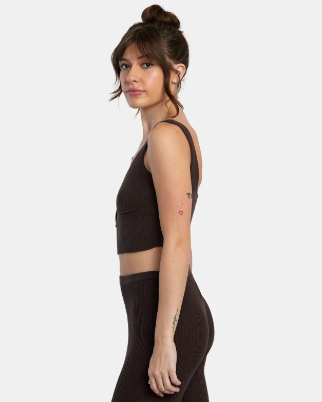 衣類 TP8J1434 ジャワ RVCA 女性 スワーブヘンリーリブニットクロップトップ