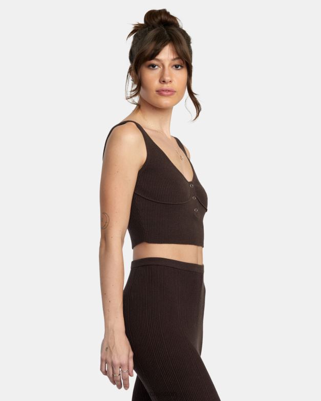 衣類 TP8J1434 ジャワ RVCA 女性 スワーブヘンリーリブニットクロップトップ