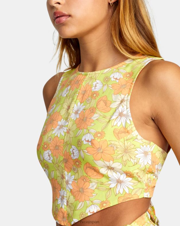 衣類 TP8J1446 ライムエード RVCA 女性 パメラ クロップドタンクトップ