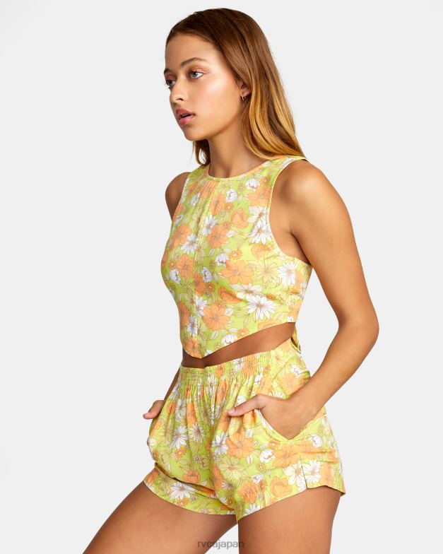 衣類 TP8J1446 ライムエード RVCA 女性 パメラ クロップドタンクトップ