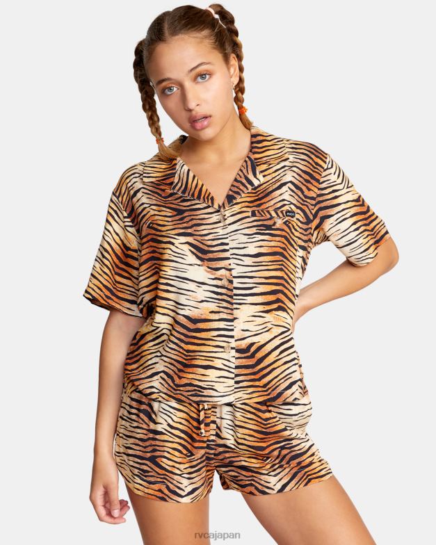 衣類 TP8J1477 マルチ RVCA 女性 ウェーブボタンダウントップ