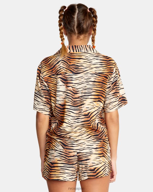 衣類 TP8J1477 マルチ RVCA 女性 ウェーブボタンダウントップ