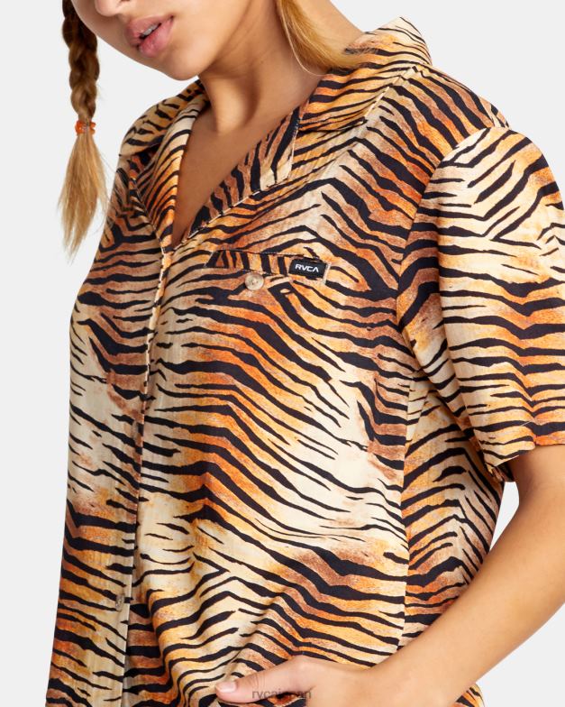 衣類 TP8J1477 マルチ RVCA 女性 ウェーブボタンダウントップ