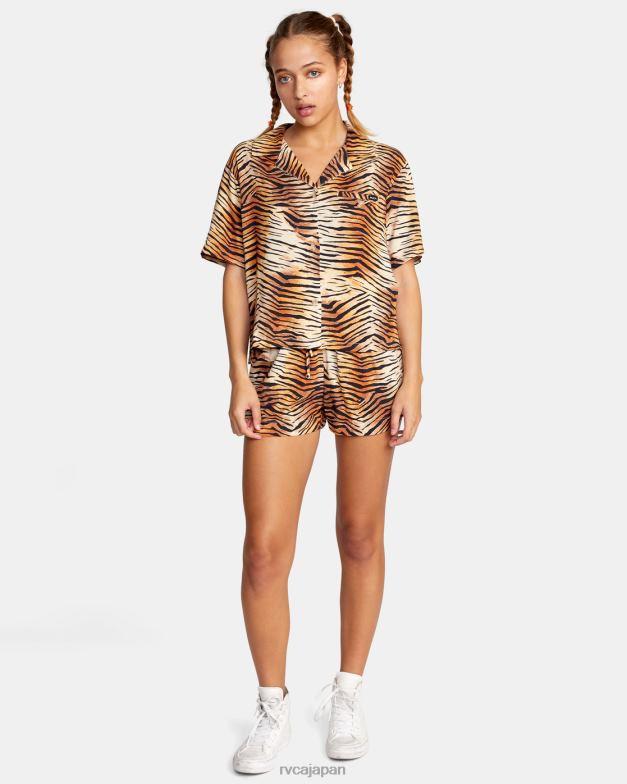 衣類 TP8J1477 マルチ RVCA 女性 ウェーブボタンダウントップ