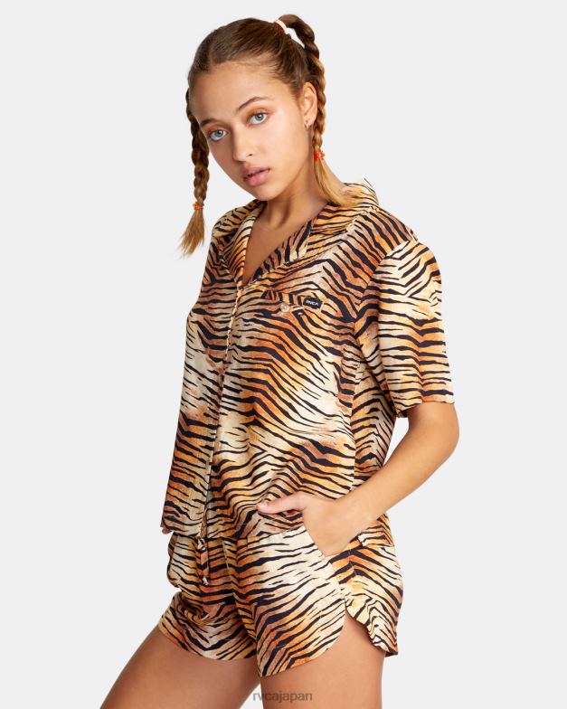 衣類 TP8J1477 マルチ RVCA 女性 ウェーブボタンダウントップ