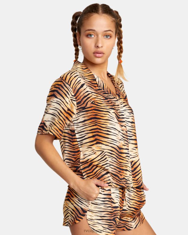 衣類 TP8J1477 マルチ RVCA 女性 ウェーブボタンダウントップ