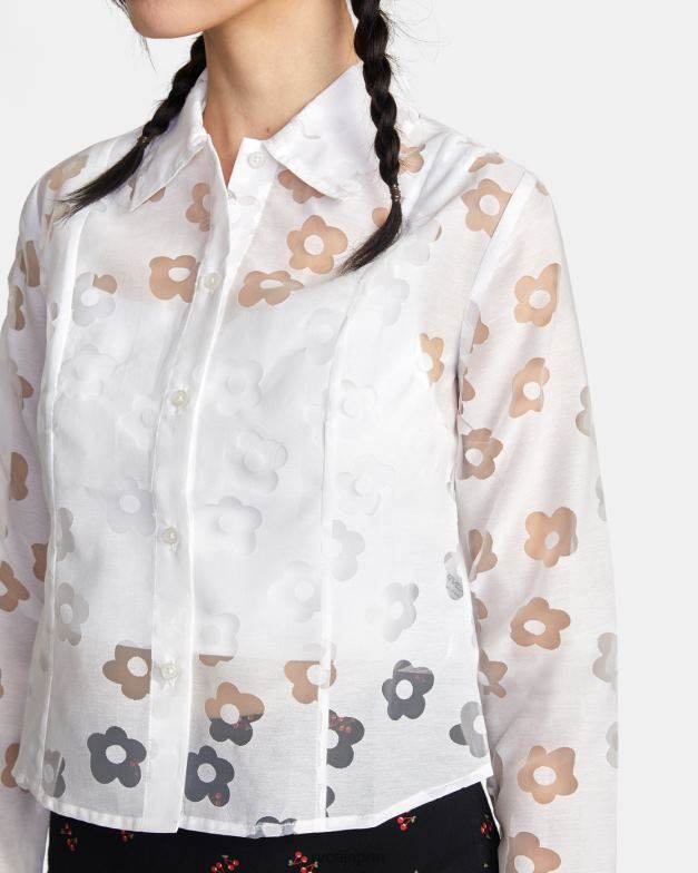 衣類 TP8J1494 白いささやき声 RVCA 女性 ジャガー長袖ブラウス