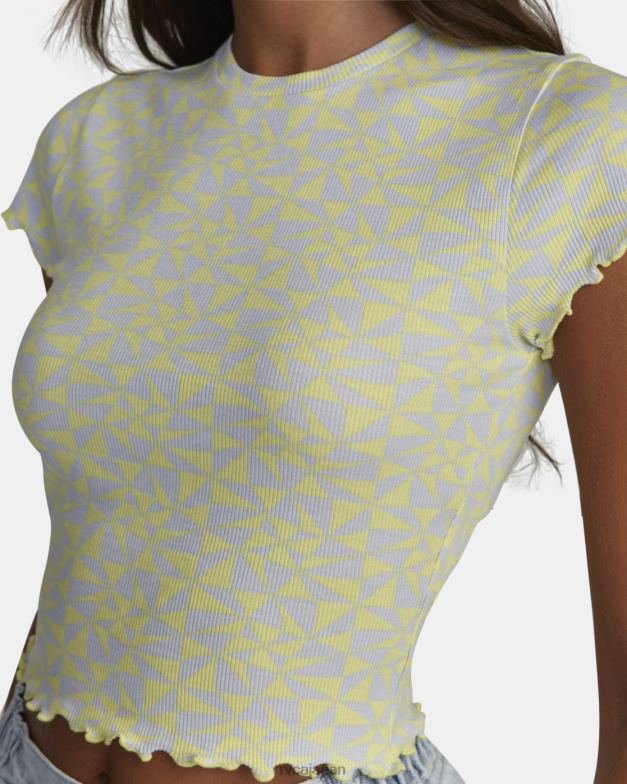 衣類 TP8J1556 ライムイエロー RVCA 女性 クラスメイトのクロップTシャツ