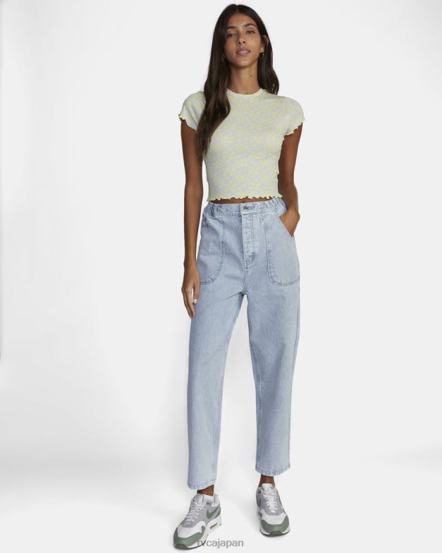 衣類 TP8J1556 ライムイエロー RVCA 女性 クラスメイトのクロップTシャツ