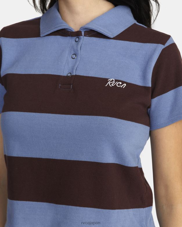 衣類 TP8J1582 インフィニティブルー RVCA 女性 リプレイ クロップドポロTシャツ