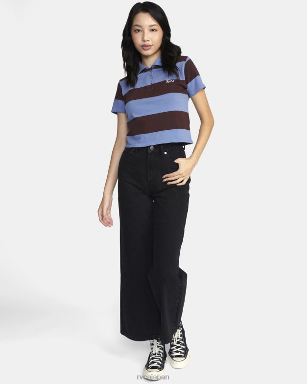 衣類 TP8J1582 インフィニティブルー RVCA 女性 リプレイ クロップドポロTシャツ