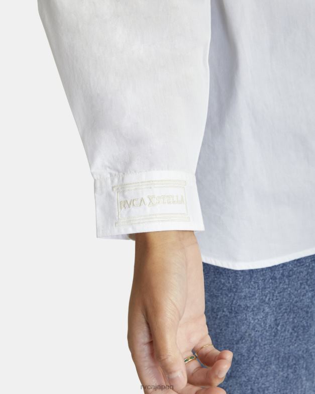 衣類 TP8J1640 白いささやき声 RVCA 女性 エンジェルズ 長袖ボタンアップトップ