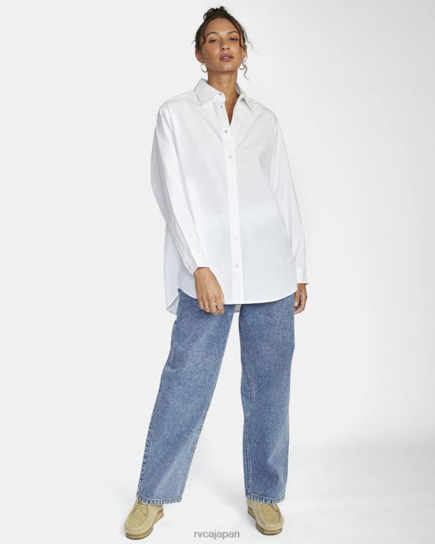 衣類 TP8J1640 白いささやき声 RVCA 女性 エンジェルズ 長袖ボタンアップトップ