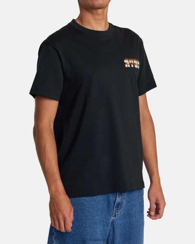 衣類 TP8J168 黒 RVCA 男性 マーティン・アンダーのポータルTシャツ
