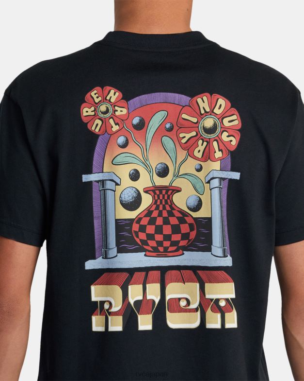衣類 TP8J168 黒 RVCA 男性 マーティン・アンダーのポータルTシャツ