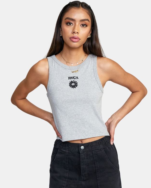 衣類 TP8J1704 グレーヘザー RVCA 女性 デイジー スリムフィット タンクトップ