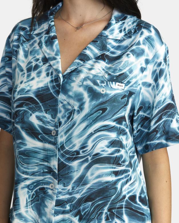 衣類 TP8J1705 メドーブルック RVCA 女性 ウェーブボタンダウントップ