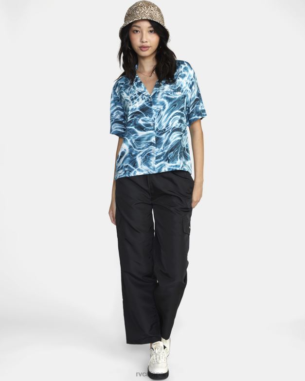 衣類 TP8J1705 メドーブルック RVCA 女性 ウェーブボタンダウントップ