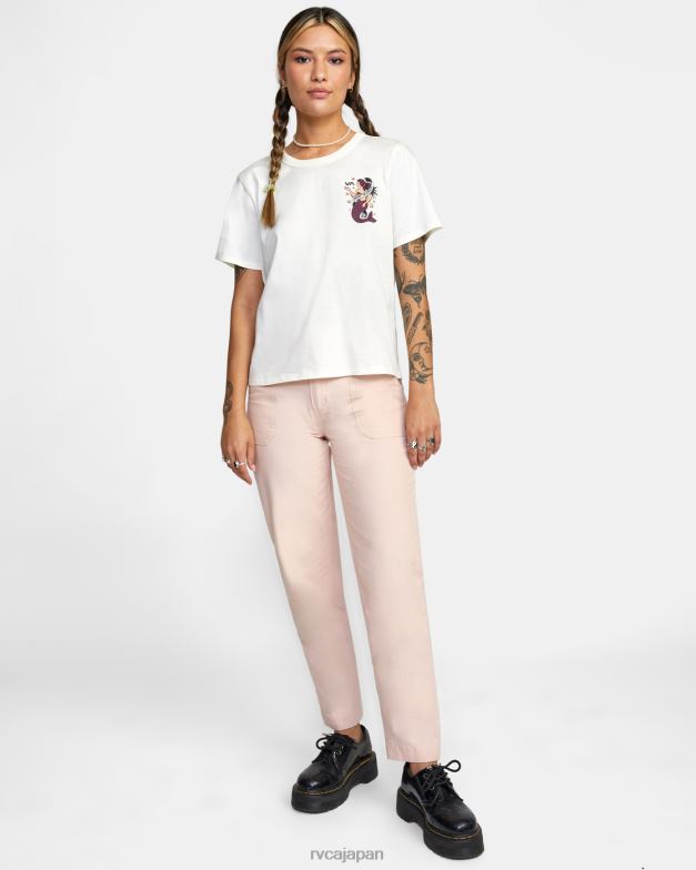 衣類 TP8J1711 ヴィンテージホワイト RVCA 女性 私たちの魂を救ってくださいクロップTシャツ