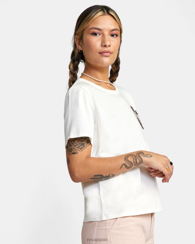 衣類 TP8J1711 ヴィンテージホワイト RVCA 女性 私たちの魂を救ってくださいクロップTシャツ
