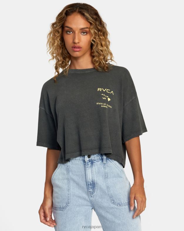 衣類 TP8J184 海賊黒 RVCA 女性 ハワイ州アロハTシャツ