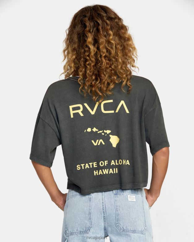衣類 TP8J184 海賊黒 RVCA 女性 ハワイ州アロハTシャツ
