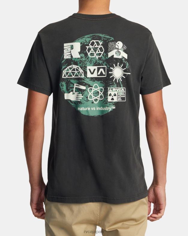 衣類 TP8J187 海賊黒 RVCA 男性 インフォグラフィックTシャツ
