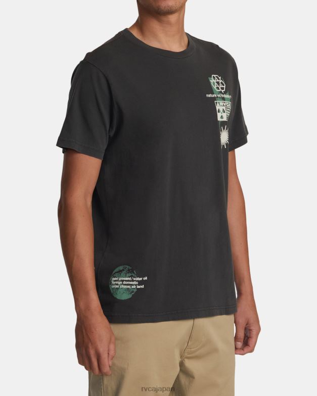 衣類 TP8J187 海賊黒 RVCA 男性 インフォグラフィックTシャツ