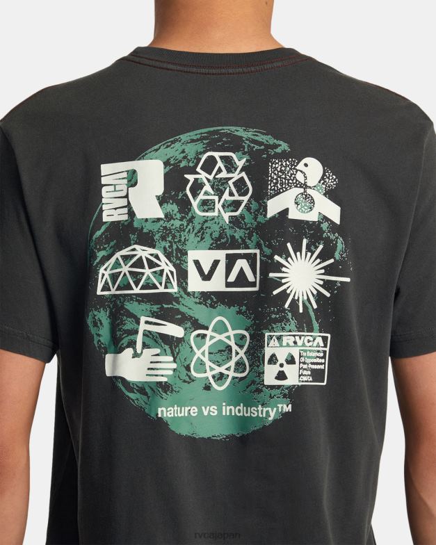 衣類 TP8J187 海賊黒 RVCA 男性 インフォグラフィックTシャツ
