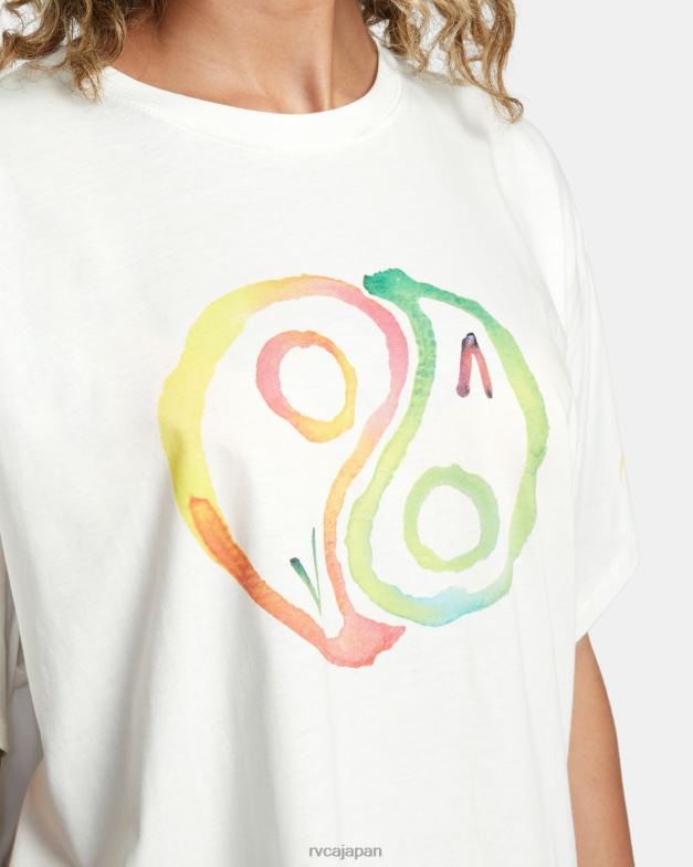 衣類 TP8J201 ヴィンテージホワイト RVCA 女性 ローズ・マチャドの陰陽Tシャツ