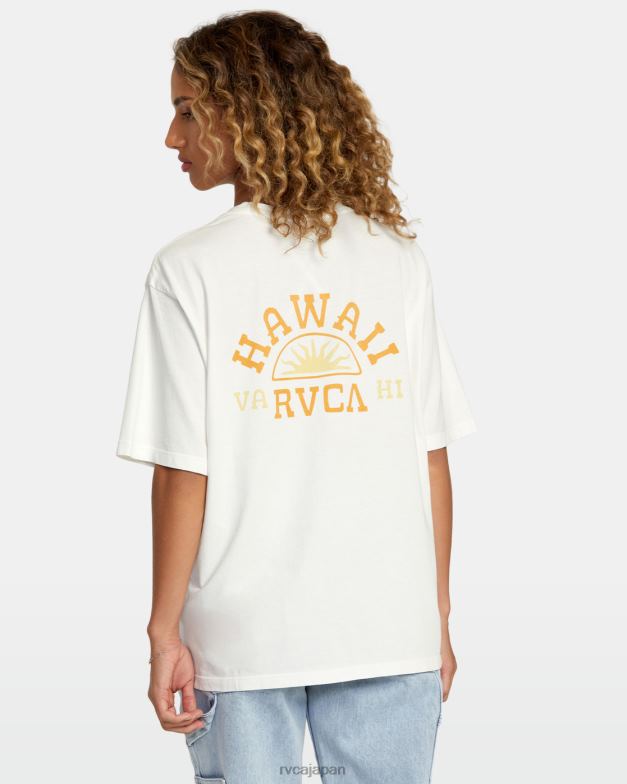 衣類 TP8J204 ヴィンテージホワイト RVCA 女性 ハワイ サンライズ VA オーバーサイズ T シャツ