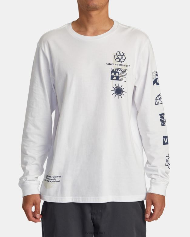 衣類 TP8J208 白 RVCA 男性 インフォグラフィック長袖Tシャツ