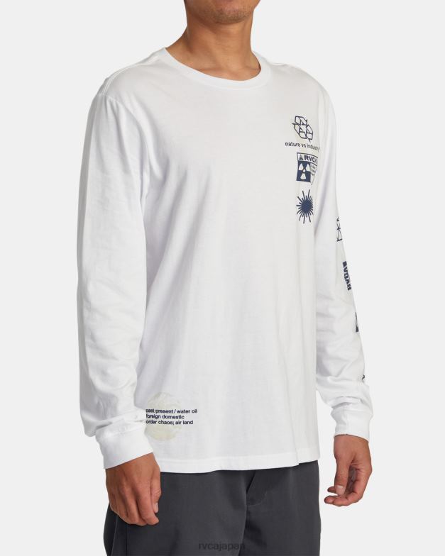 衣類 TP8J208 白 RVCA 男性 インフォグラフィック長袖Tシャツ