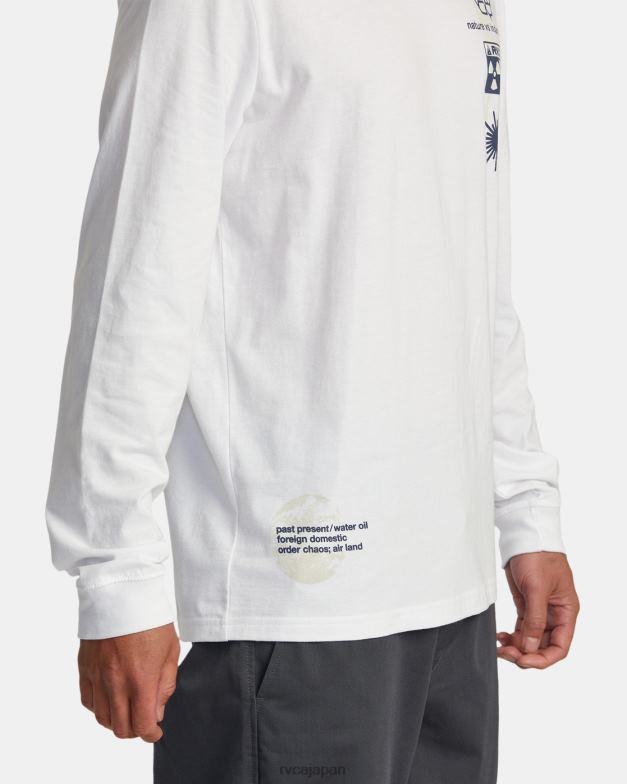 衣類 TP8J208 白 RVCA 男性 インフォグラフィック長袖Tシャツ