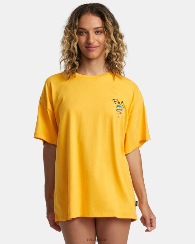 衣類 TP8J229 マリーゴールド RVCA 女性 ローズマチャドスネークTシャツ