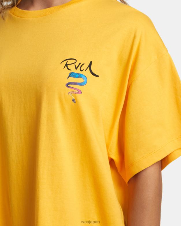 衣類 TP8J229 マリーゴールド RVCA 女性 ローズマチャドスネークTシャツ