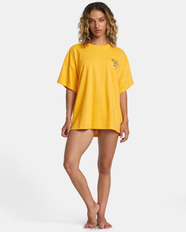 衣類 TP8J229 マリーゴールド RVCA 女性 ローズマチャドスネークTシャツ