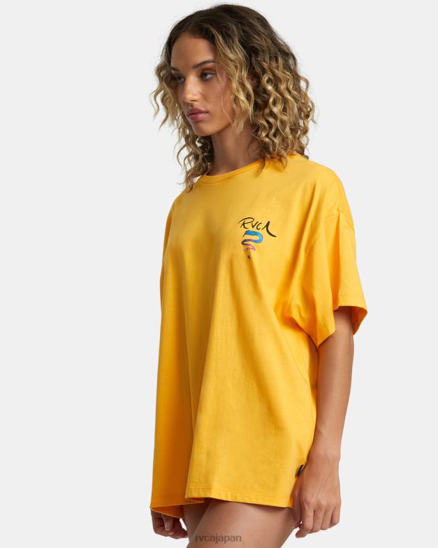 衣類 TP8J229 マリーゴールド RVCA 女性 ローズマチャドスネークTシャツ