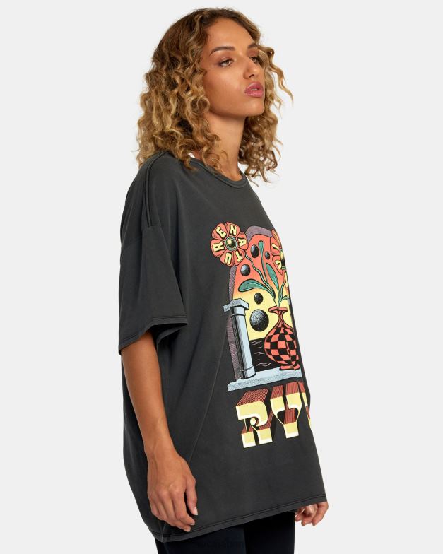 衣類 TP8J234 黒 RVCA 女性 マーティン・アンダー・ポタルTシャツ