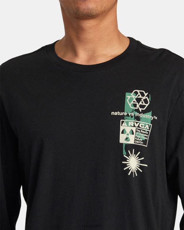 衣類 TP8J258 黒 RVCA 男性 インフォグラフィック長袖Tシャツ
