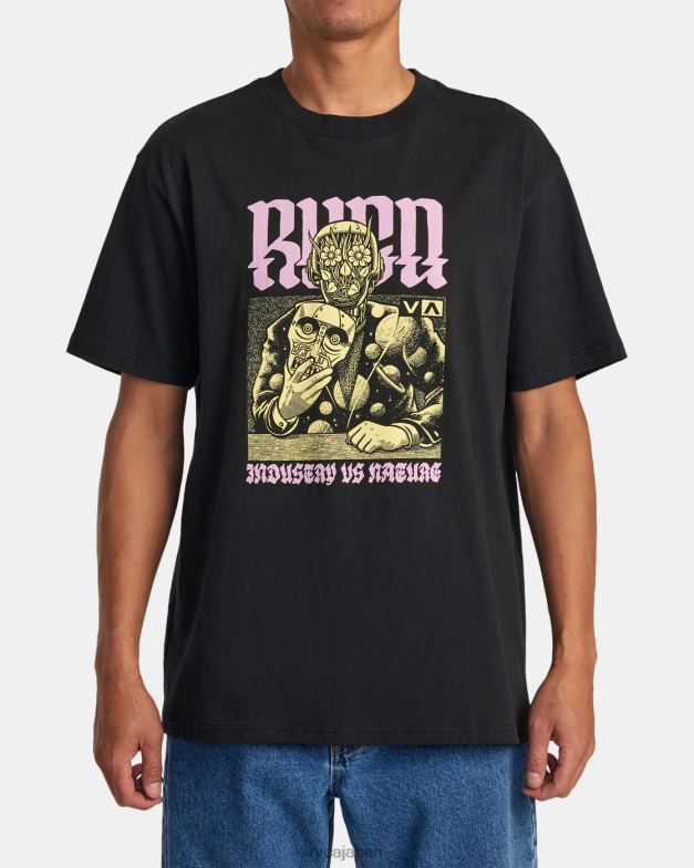 衣類 TP8J266 黒 RVCA 男性 マーティン・アンダーのマンデロイドTシャツ