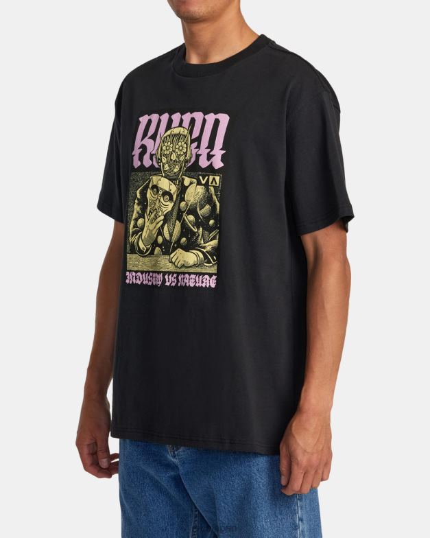 衣類 TP8J266 黒 RVCA 男性 マーティン・アンダーのマンデロイドTシャツ