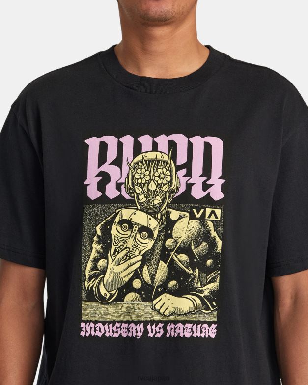 衣類 TP8J266 黒 RVCA 男性 マーティン・アンダーのマンデロイドTシャツ