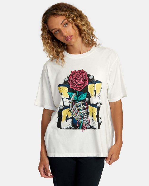 衣類 TP8J269 ヴィンテージホワイト RVCA 女性 マンアンドロイドTシャツ