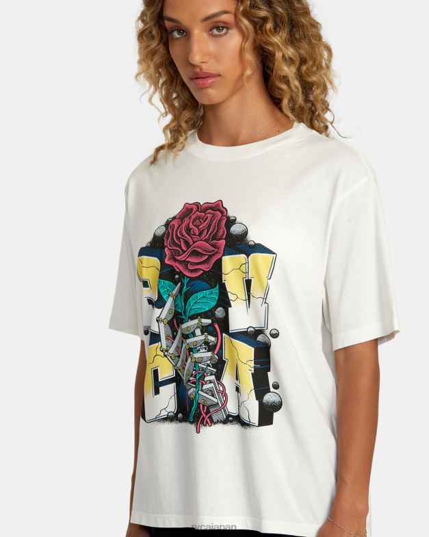衣類 TP8J269 ヴィンテージホワイト RVCA 女性 マンアンドロイドTシャツ