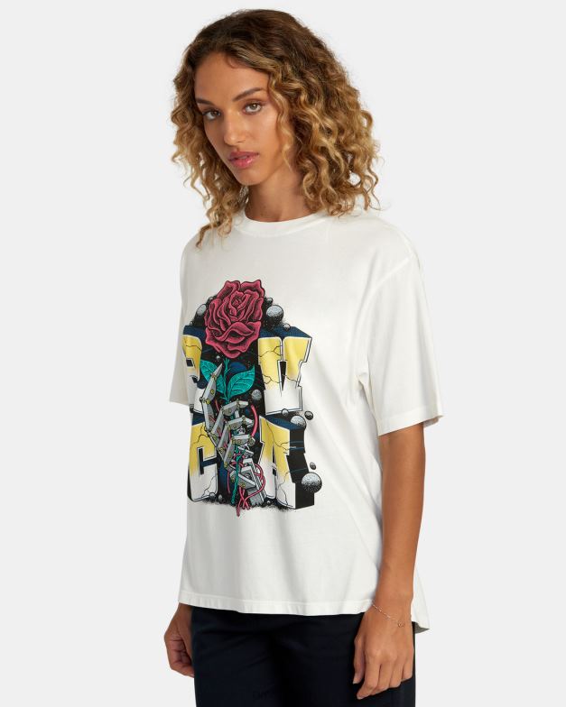 衣類 TP8J269 ヴィンテージホワイト RVCA 女性 マンアンドロイドTシャツ