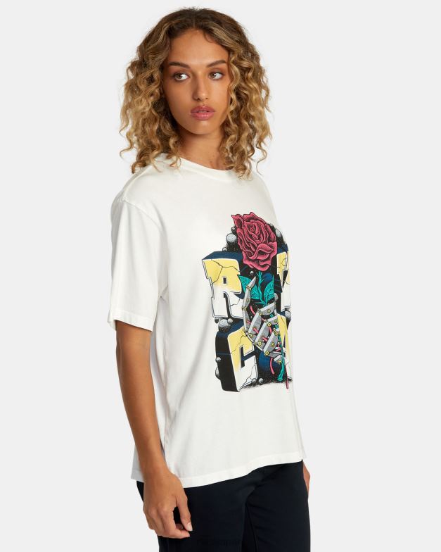 衣類 TP8J269 ヴィンテージホワイト RVCA 女性 マンアンドロイドTシャツ