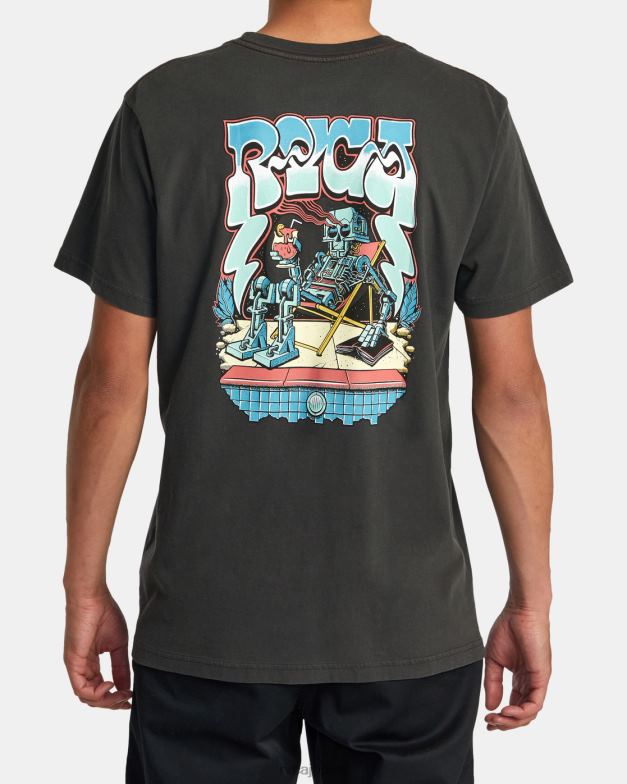 衣類 TP8J278 海賊黒 RVCA 男性 マーティン アンダー リゾート テクニカ T シャツ