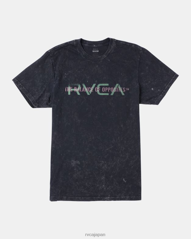 衣類 TP8J283 ブラックショックウォッシュ RVCA 男性 ビッグステンシルTシャツ